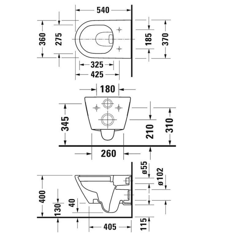 Duravit D-Neo Унитаз подвесной, 370 x 540 мм, безободковый, в комплекте с сиденьем 0021690000 цвет: белый СПЕЦЦЕНА с нашего склада!