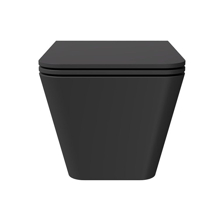 Alice Hide комплект: Унитаз Square 55х35, подвесной, безободковый, с сиденьем и крышкой с микролифтом, с набором для крепления, чёрный матовый