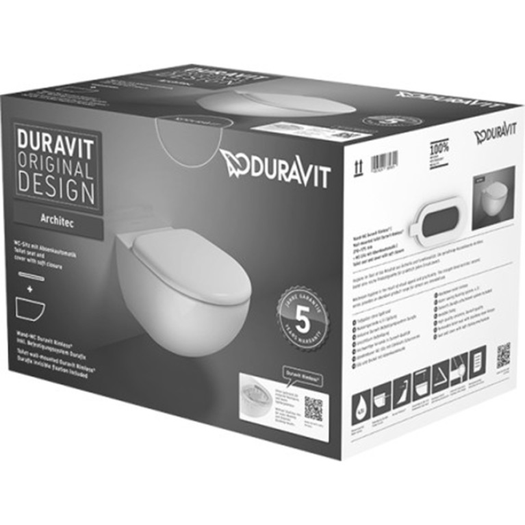 Duravit Architec Комплект: унитаз подвесн 575х365 мм, 257209 + сиденье с микролифтом быстросъемное 006969, цвет белый