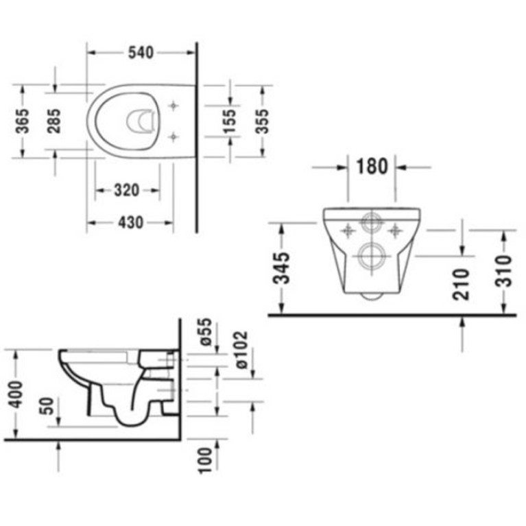 Duravit Durastyle Basic Унитаз подвесной 256209, 540х365 мм, безободковый, с сиденьем 002079 микролифт, цвет: белый (СПЕЦЦЕНА с нашего склада)