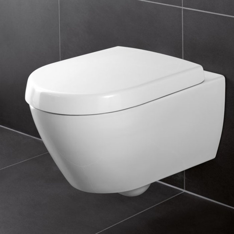 VilleroyBoch Subway 2.0 Сиденье для унитаза с микролифтом, цвет белый/нержавеющая сталь
