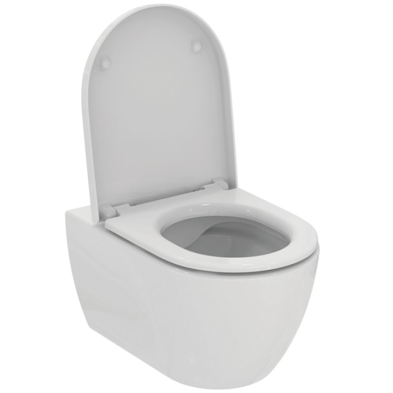 Ideal Standard Ellise Унитаз подвесной 545х365 мм безободковый  с сиденьем и крышкой SoftClose, со скрытым крепежом цвет: белый глянец