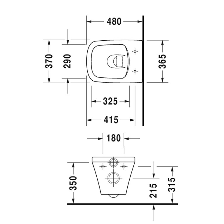 Duravit DuraStyle Комплект: подвесной унитаз Rimless 257109 370х480 мм.+ сиденье с автоматическим закрыванием 006379