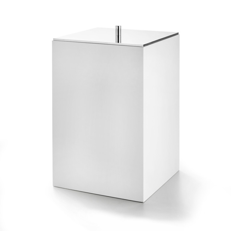 3SC BeMood White Урна с крышкой 20хh32х20 см, цвет белый/Satin Nickel