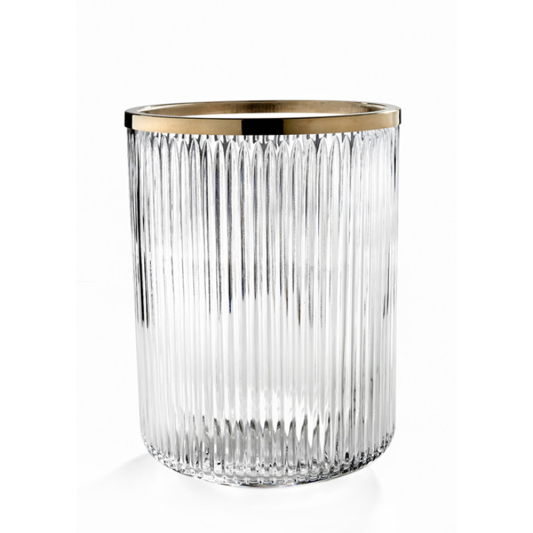 3SC Elegance Ведро, без крышки, 20хh28х20 см, цвет: прозрачный хрусталь/Satin Brass