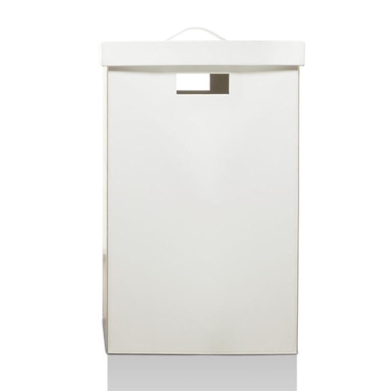 Decor Walther Brownie WB Корзина для белья 38.5x38.5x60.5, с крышкой, цвет: белая кожа