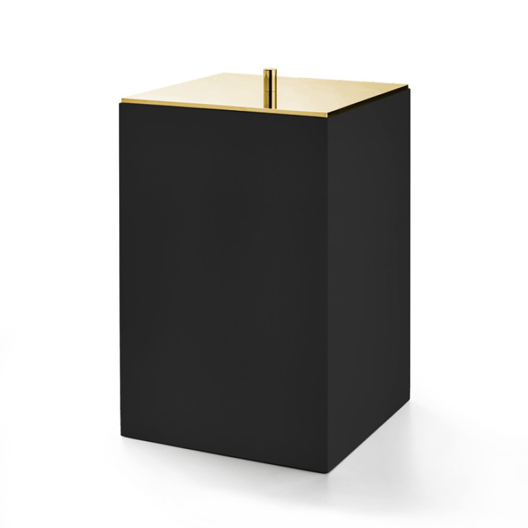 3SC BeMood Black Урна с крышкой 20хh32х20 см, цвет черный/Oro24K opaco