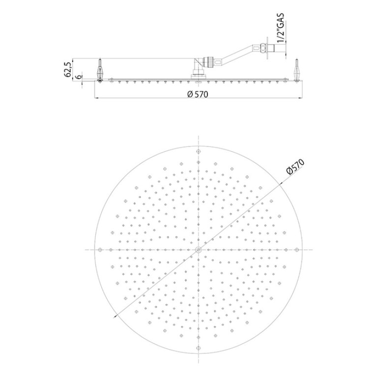 BOSSINI PARIS-OKI Верхний душ &Oslash; 570 mm, FLAT, цвет: хром