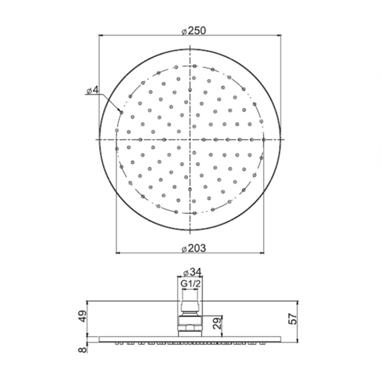 Fima Carlo Frattini Wellness Верхний душ из латуни &Oslash; 250 мм., цвет: чёрный матовый