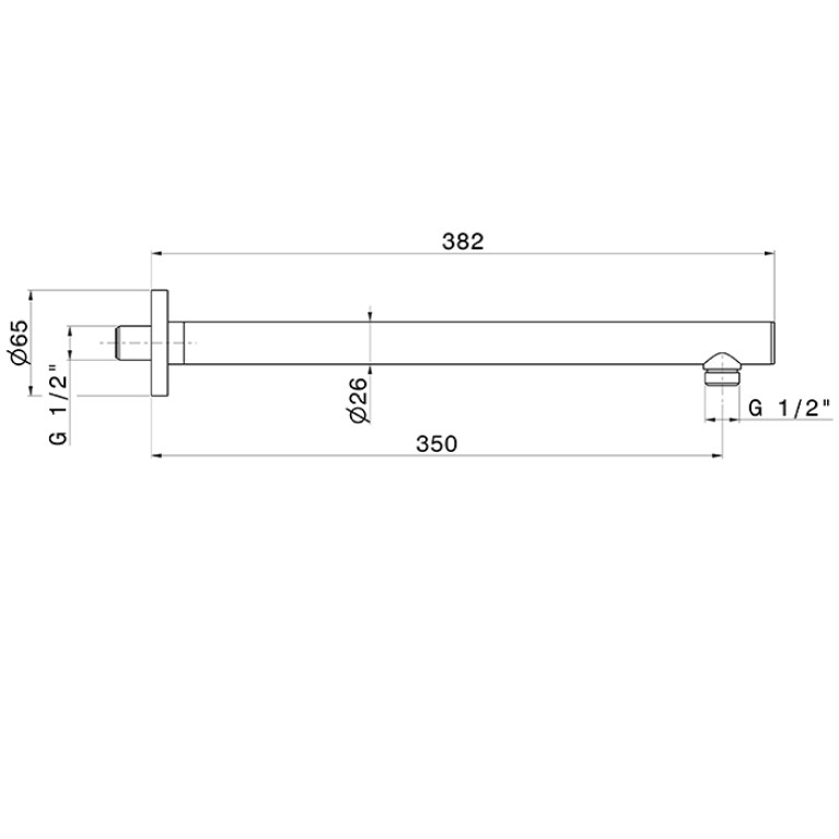 Newform XT Кронштейн для верхнего душа, настенный., L=350 мм, G1/2 , цвет: Glossy Gold pvd