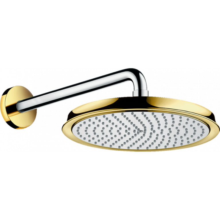 HG Raindance Classic Air Верхний душ 1jet (RainAir), d240мм, с настенным держателем 390 мм, шарнирное соединение, G1/2, цвет: хром/золото