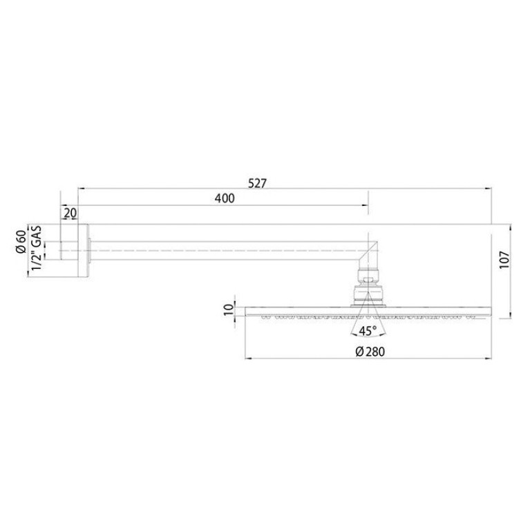 Bossini Верхний душ Cosmo &Oslash; 280 mm с кронштейном 400 mm, цвет: Brushed Gold PVD
