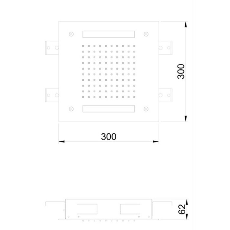 ALMAR Встраиваемый верхний душ 30х30 см, 1 тип струи, хромотерапия, цвет Mirror Stainless Steel