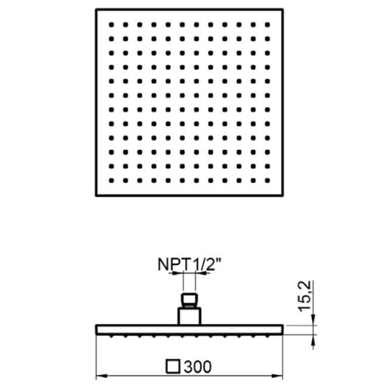 ALMAR ROUND Верхний душ  , 303х303 мм, латунь, цвет черный матовый