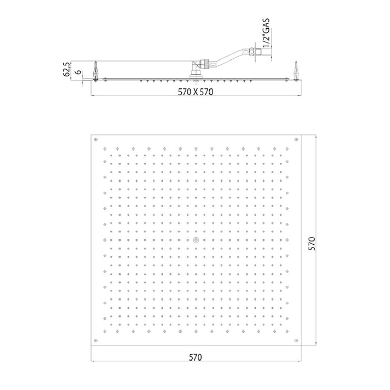 BOSSINI PARIS-CUBE Верхний душ 570 x 570 mm, FLAT, цвет: хром