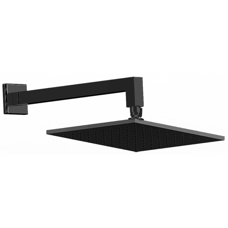 CISAL Shower Верхний душ 250х250 мм с настенным держателем L340 мм, цвет черный матовый