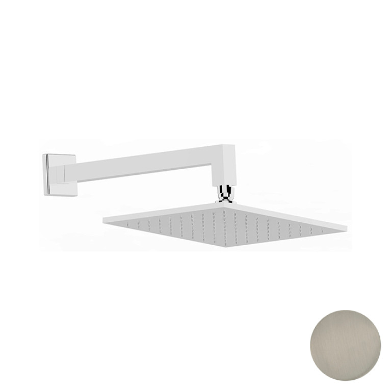 CISAL Shower Верхний душ 250х250 мм с настенным держателем L340 мм, цвет Nichel Spazzolato