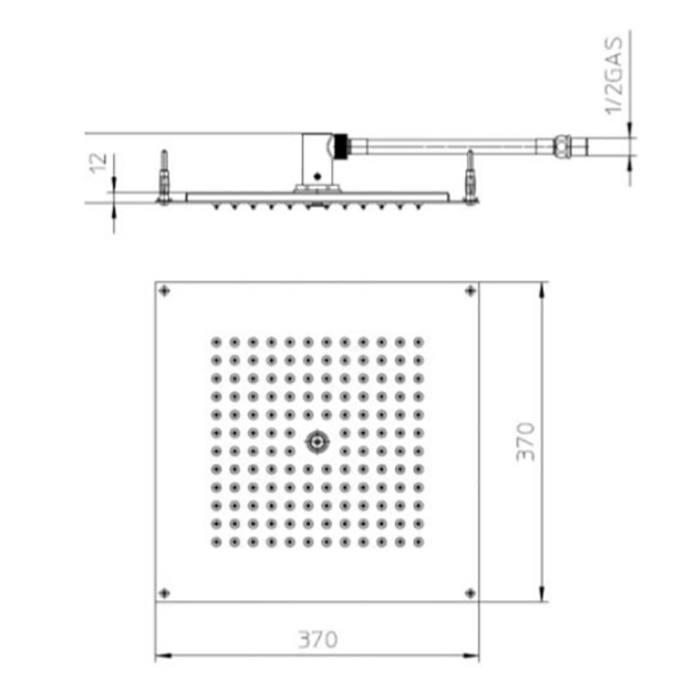 BOSSINI DREAM-CUBE  Верхний душ 370 x 370 mm, цвет: черный матовый