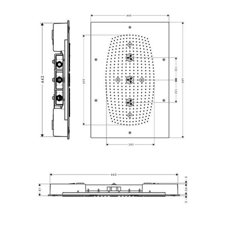 HG Raindance Rainmaker Потолочная душевая система (680x460 мм), &frac12;&rsquo;, без подсветки, 3 вида струи, цвет: хром