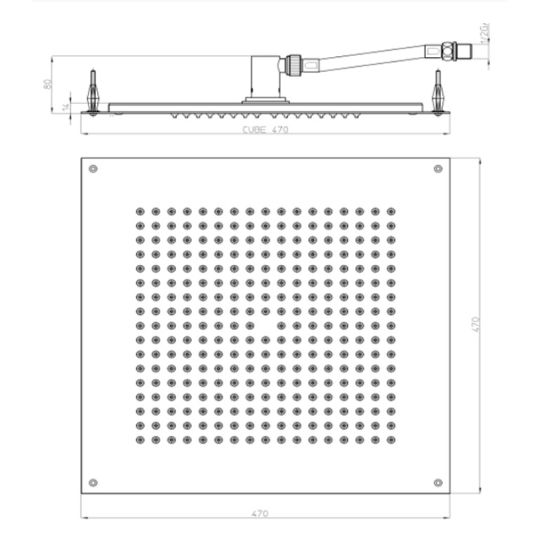 BOSSINI DREAM-CUBE  Верхний душ 470 x 470 mm, цвет: хром