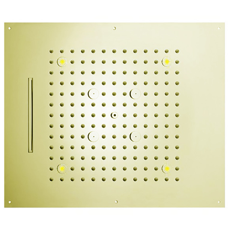 BOSSINI DREAM/3 Верхний душ 570x470mm, 3 режима (дождь, каскад, туман) с 4 LED RGB, блок питания/управления, Cromoterapia, цвет: Brushed Gold PVD