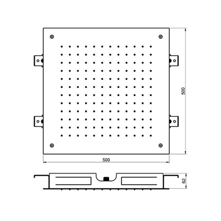 Almar Душевая лейка потолочная встраив., 500х500 мм, 1 режим, цвет Mirror Stainless Steel
