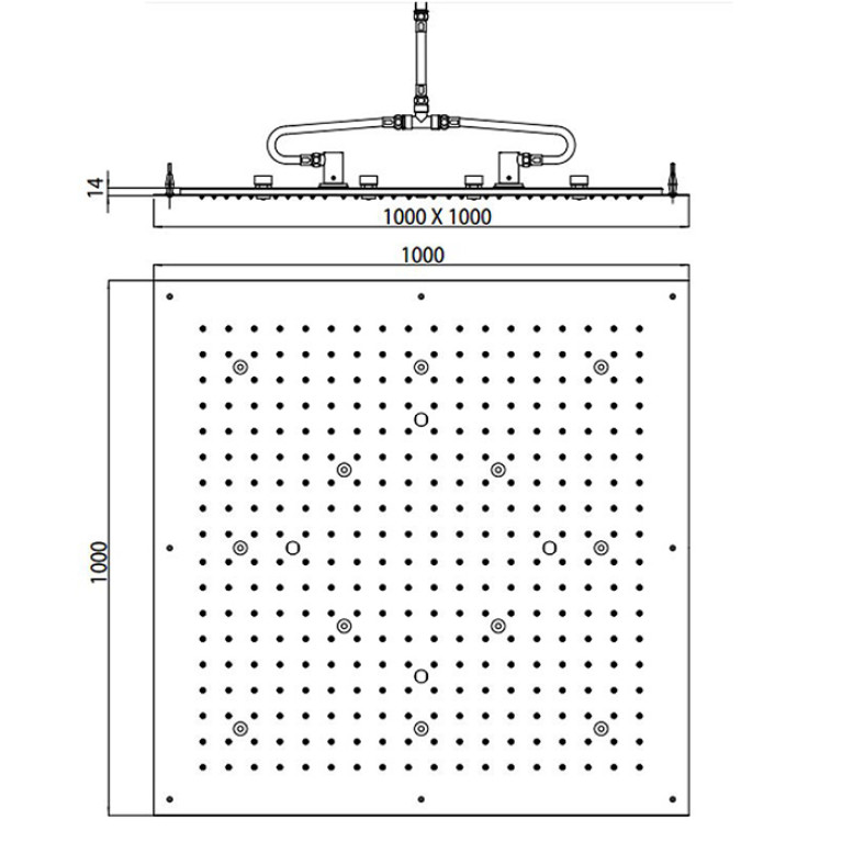 BOSSINI DREAM-XL CUBE Верхний душ 1000 x 1000 mm, с 12 LED (белый), блок питания/управления, цвет: хром