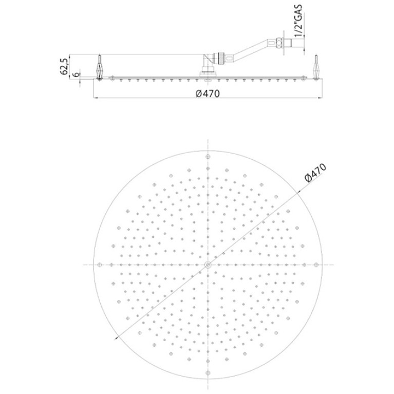 BOSSINI PARIS-OKI Верхний душ &Oslash; 470 mm, FLAT, цвет: хром