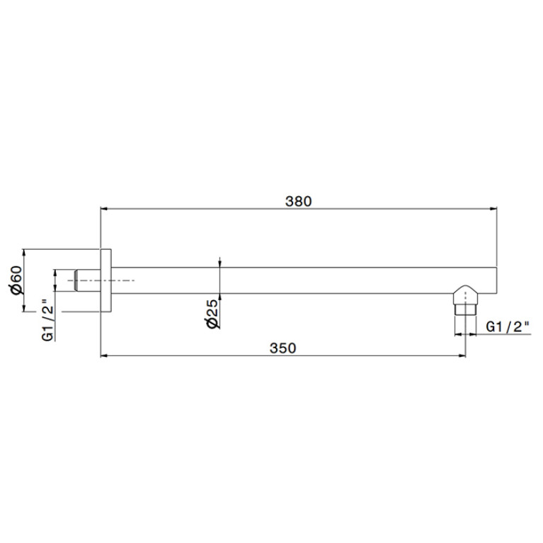 Newform X-Steel 316 Кронштейн для верхнего душа, настенный., L=350 мм, G1/2 , цвет: нержавеющая сталь