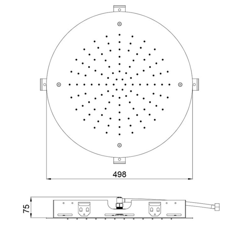 ALMAR ROUND Верхний душ круглый  , 498 мм, нерж сталь, цвет Gun Metal Brushed PVD
