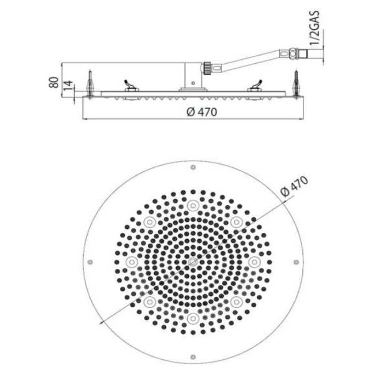 BOSSINI DREAM-OKI Верхний душ &Oslash; 470 mm с 4 LED (белый), блок питания/управления, цвет: хром