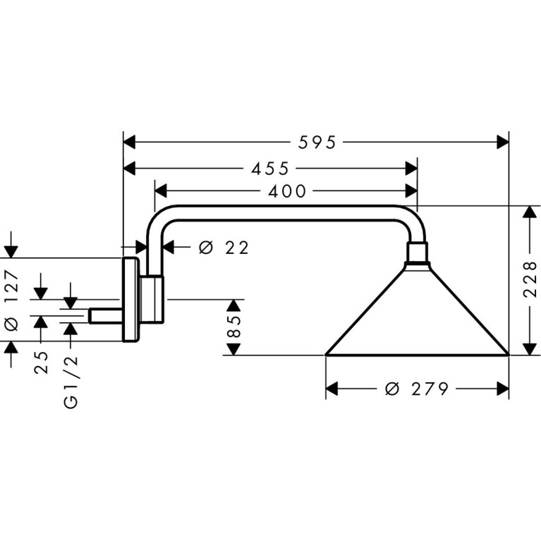 AX ShowerCollection Верхний душ 240, &Oslash; 279мм, 2 jet с держателем, настенный монтаж, дизайн Front, цвет: хром