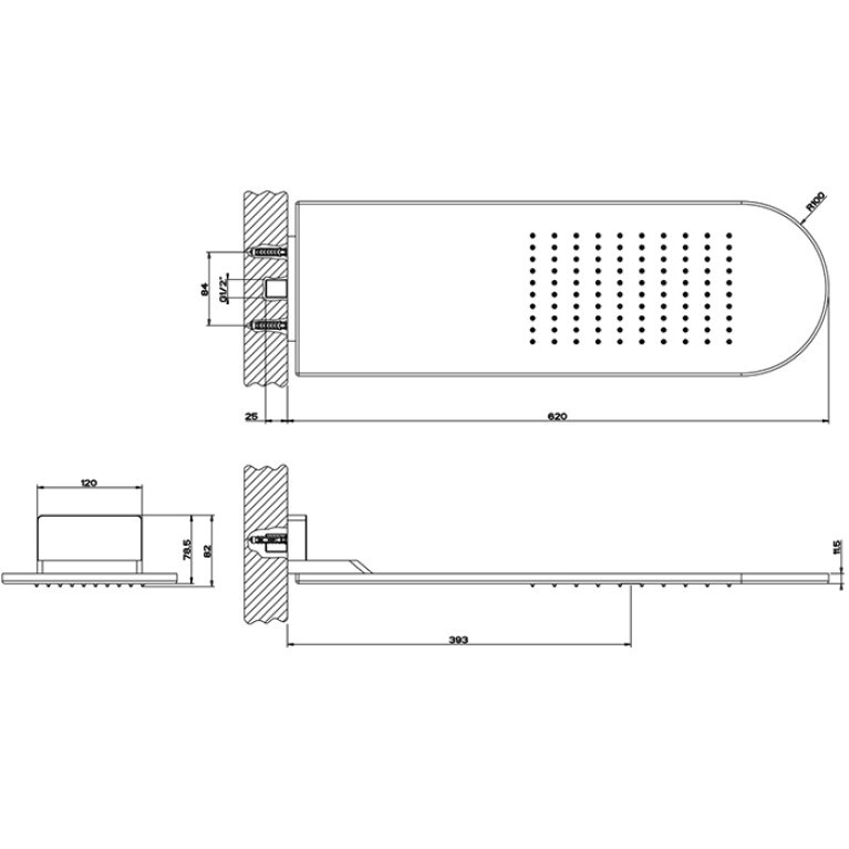 Gessi Shower316 Душевая головка для настенного крепления 620*200мм, цвет Brushed Brass PVD