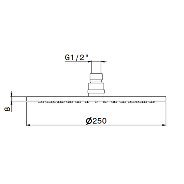 Newform XT Верхний душ, d250 мм, без кронштейна, G1/2 , цвет: хром