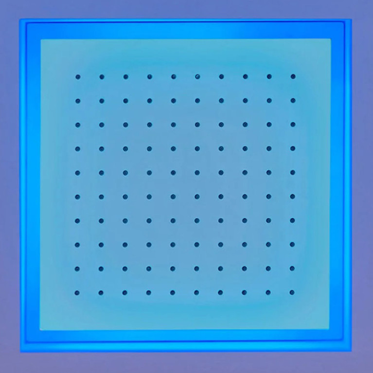 ANTONIO LUPI METEO Верхний душ 350x350x110 мм., встраиваемый в потолок, с подсветкой, пультом и трансформатором, рама белая, лейка зеркальная сталь