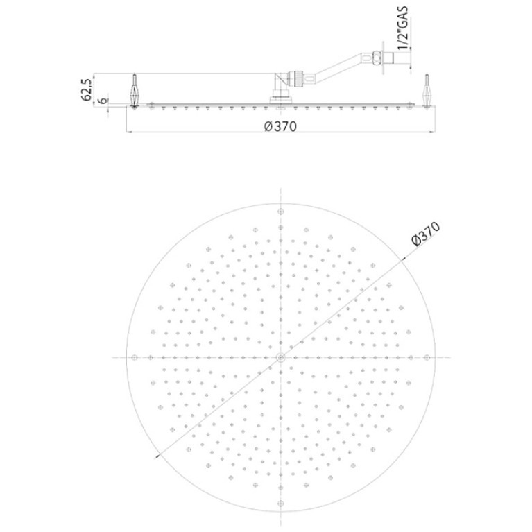 BOSSINI PARIS-OKI Верхний душ &Oslash; 370 mm, FLAT, цвет: хром