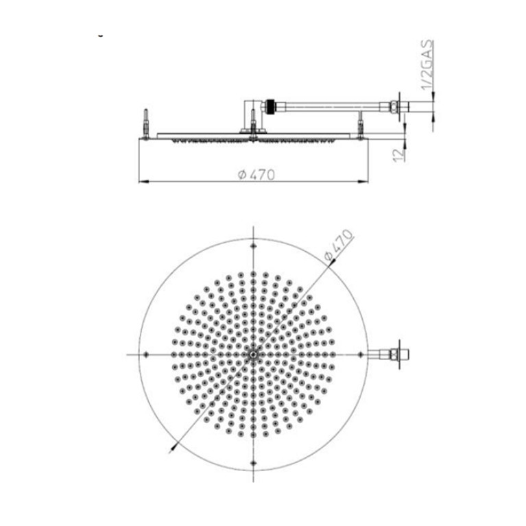 BOSSINI DREAM-OKI  Верхний душ круглый &Oslash; 470 mm, цвет: черный матовый