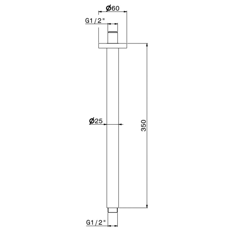 Newform X-Steel 316 Кронштейн для верхнего душа, потолочный., L=350 мм, G1/2 , цвет: PVD Br. Gun Metal