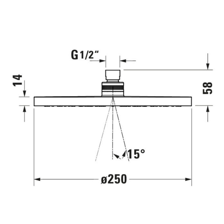Duravit Круглая душевая насадка Д=250мм, 1/2, хромированный пластик (Спец.цена из наличия)