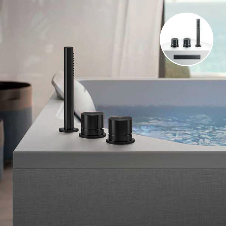 Jacuzzi LISA Смеситель для ванны Onira водопад, ручной душ, цвет Gunmetal Black (PVD)