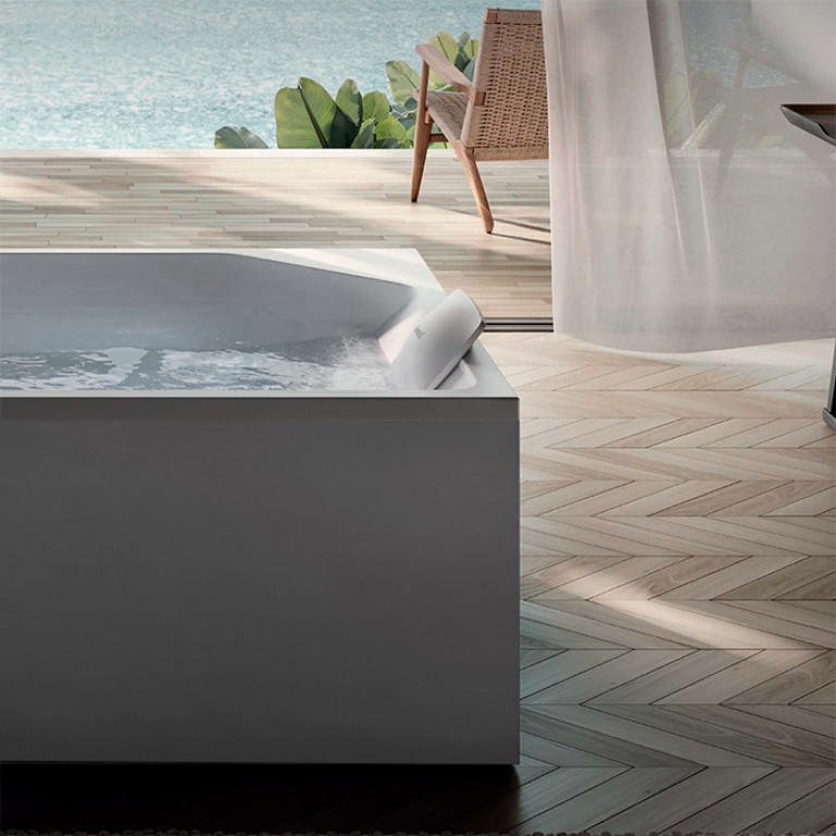 Jacuzzi Onira Ванна без гидромассажа 190*120*60см, в комплекте 2 белые подушки, клик-клак, без отв. под смеситель, без панелей, цвет белый глянцевый
