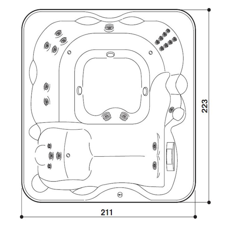 Jacuzzi LODGE L Минибассейн отдельностоящий ,цвет акрила Platinum, внешняя Sillwer wood, c г/м Hydro+Blower, утеплитель Eco Shield, без крышки