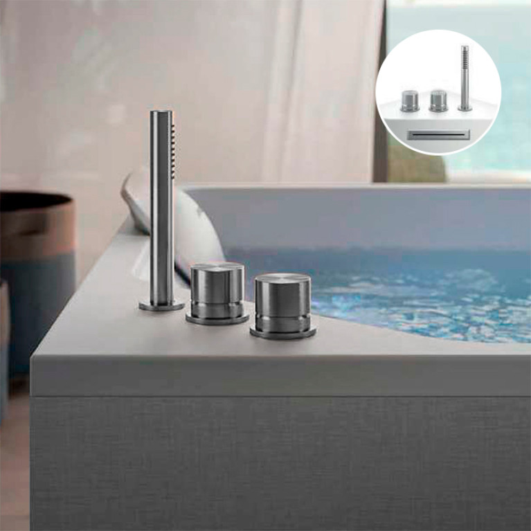 Jacuzzi LISA Смеситель для ванны Onira водопад, ручной душ, цвет Brushed Steel