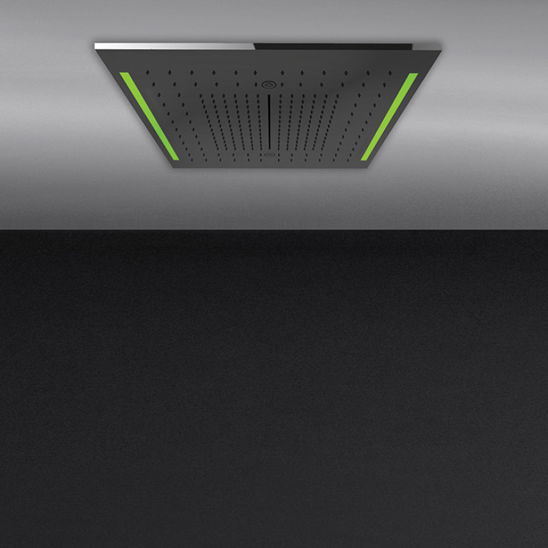 Gessi Colour Встр. часть  душ. системы 500х500 мм, 3 режима, хромотерапия, пульт ДУ, цвет: блестящая сталь (без панели 57977 и блока RIR5402)