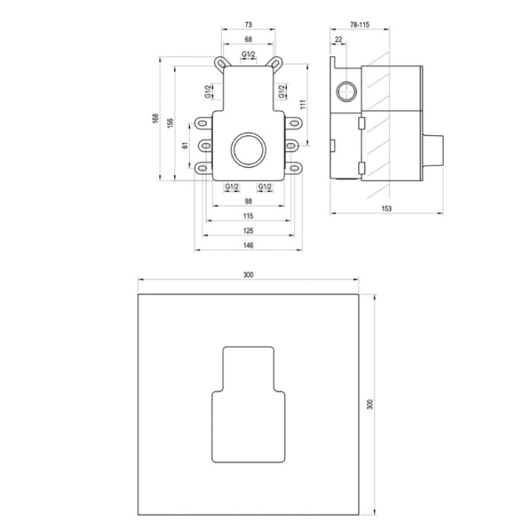 RAVAK Eleganta / R-box Рабочее тело смесителя скрытого монтажа R-box RB 07F.50 Вертик. O2/03 (для ES 068, EL 068)
