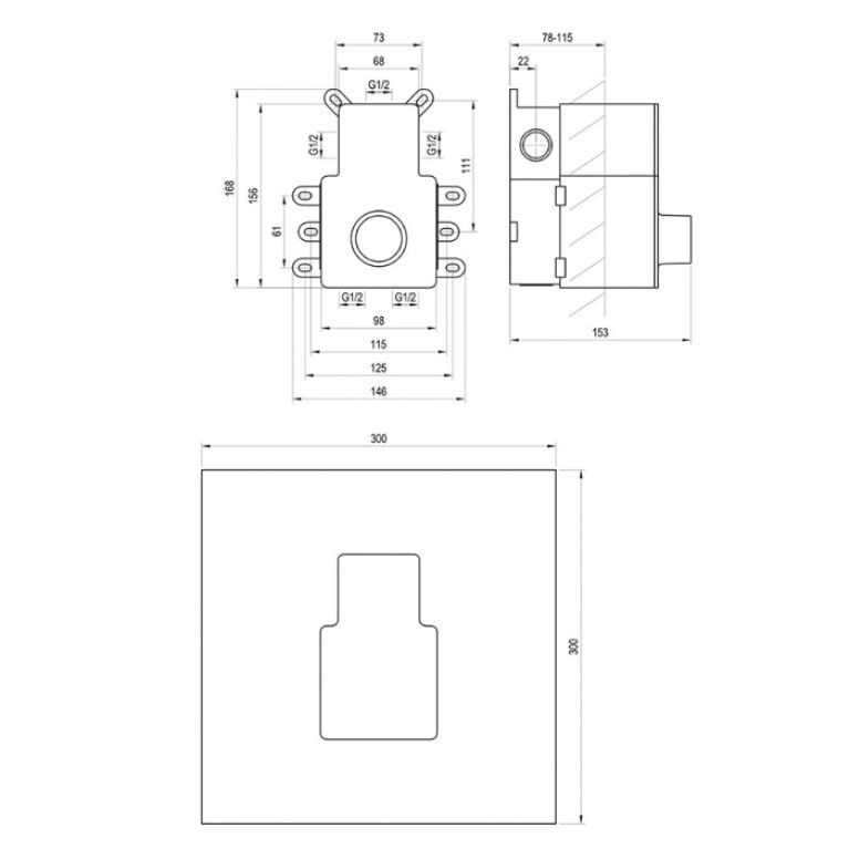 RAVAK Espirit / R-box Рабочее тело смесителя скрытого монтажа R-box RB 07C.50 (для ES 063, ES 067) Termo