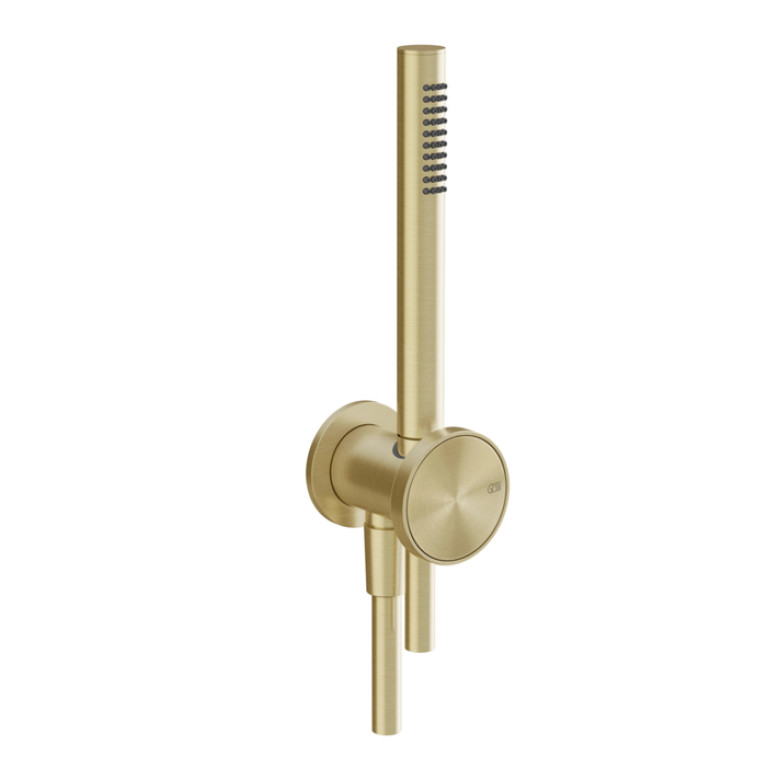 GESSI Origini Душевой комплект, состоящий из вывода воды,держателя, шланга 1,50 м и лейки. В комплект входит отделочная вставка.., цвет Brushed Brass
