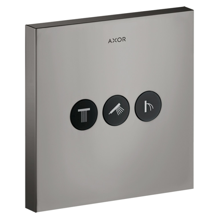 AX ShowerSelect Встраиваемый модуль с 3 запорными клапанами (внешняя часть), цвет: полированный черный хром
