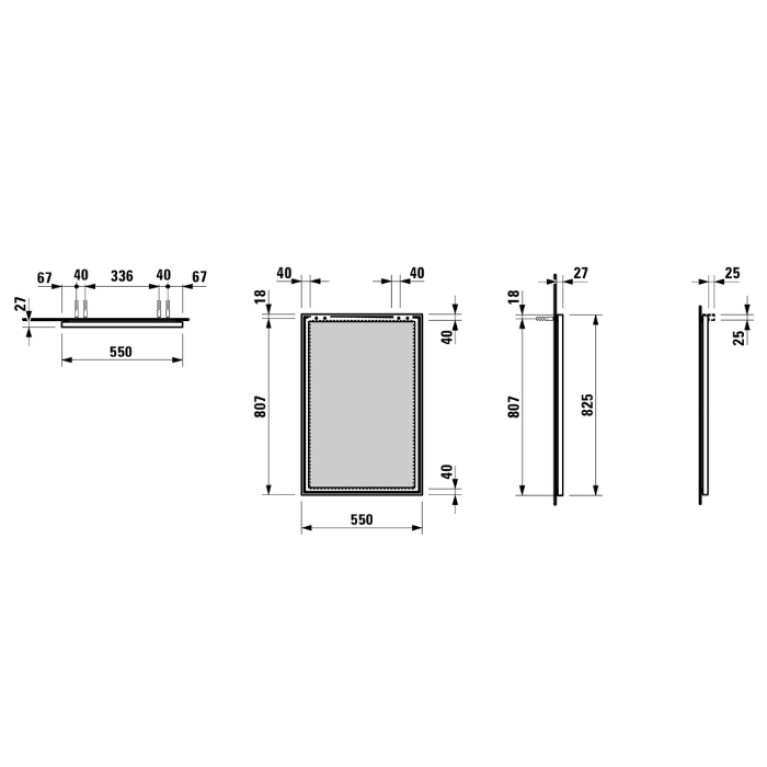 Laufen Frame 25 зеркало 550x25x825 мм, с алюминиевой рамой