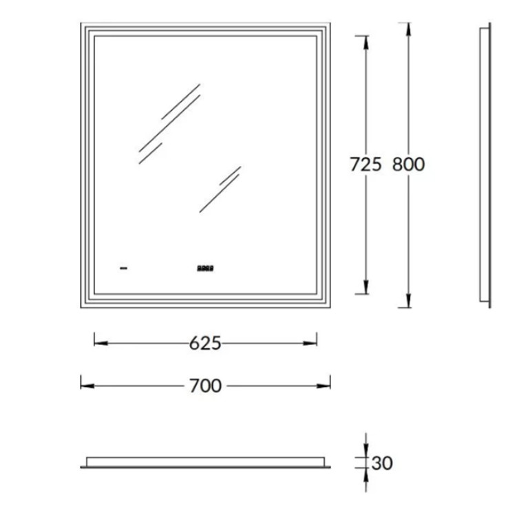 Kerama Marazzi Зеркало TECNO 70х80 см. c LED подсветкой, с функцией антизапотевание, белый глянцевый